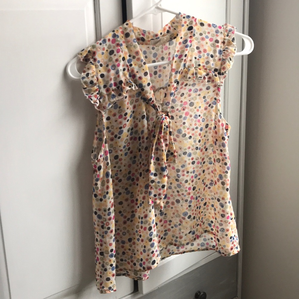 Sheer sleeveless shirt multicolored